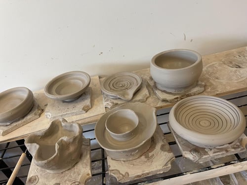 Some of the team's pottery creations